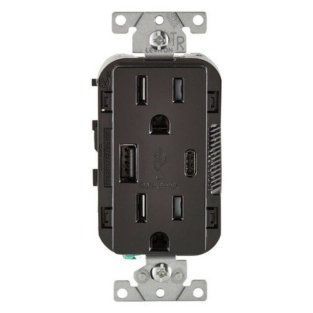 LEVITON Usb/Dplx Outlet 15A Blk T5633-E